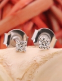 0.50 Carat (ctw) 10K White Gold Round Lab Grown White Diamond Ladies Stud Earrings 1/2 CT
