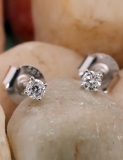 0.50 Carat (ctw) 10K White Gold Round Lab Grown White Diamond Ladies Stud Earrings 1/2 CT