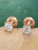 IGI CERTIFIED 0.50 Carat (ctw) 14K Rose Gold Round Lab Grown Diamond Ladies Stud Earrings 1/2