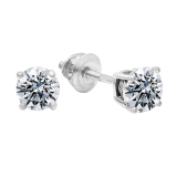 0.50 Carat (ctw) 14K White Gold Round Lab Grown White Diamond Ladies Stud Earrings 1/2 CT