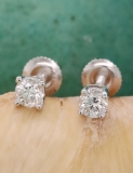 0.50 Carat (ctw) 14K White Gold Round Lab Grown White Diamond Ladies Stud Earrings 1/2 CT