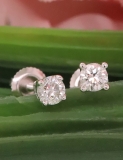 0.50 Carat (ctw) 14K White Gold Round Lab Grown White Diamond Ladies Stud Earrings 1/2 CT