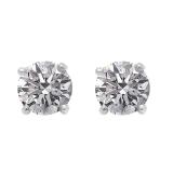 0.75 Carat (ctw) 14K White Gold Round Lab Grown White Diamond Ladies Stud Earrings 3/4 CT