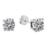 0.75 Carat (ctw) 14K White Gold Round Lab Grown White Diamond Ladies Stud Earrings 3/4 CT
