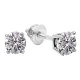 0.75 Carat (ctw) 14K White Gold Round Lab Grown White Diamond Ladies Stud Earrings 3/4 CT