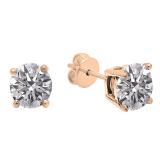0.75 Carat (ctw) 18K Rose Gold Round Lab Grown White Diamond Ladies Stud Earrings 3/4 CT