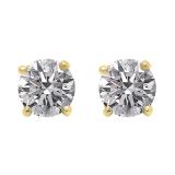 IGI CERTIFIED 1.00 Carat (ctw) 10K Yellow Gold Round Lab Grown Diamond Ladies Stud Earrings 1 CT
