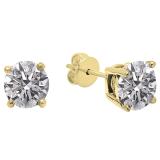 1.00 Carat (ctw) 10K Yellow Gold Round Lab Grown White Diamond Ladies Stud Earrings 1 CT