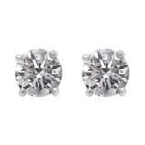 1.00 Carat (ctw) 14K White Gold Round Lab Grown White Diamond Ladies Stud Earrings 1 CT