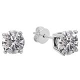 1.00 Carat (ctw) 14K White Gold Round Lab Grown White Diamond Ladies Stud Earrings 1 CT