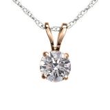 0.25 Carat (ctw) 10K Rose Gold Round Lab Grown White Diamond Ladies Solitaire Pendant 1/4 CT