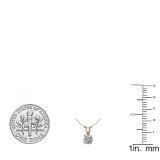 0.25 Carat (ctw) 10K Rose Gold Round Lab Grown White Diamond Ladies Solitaire Pendant 1/4 CT