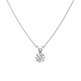 0.25 Ctw Round Solitaire Lab Grown Diamond 4 Prong Pendant with 18 inch Silver Chain, 10K White Gold