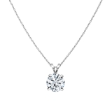 IGI Certified 1.00 Ctw Round Solitaire Lab Grown Diamond 4 Prong Pendant with 18 inch Silver Chain, 10K White Gold