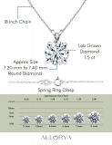 IGI Certified 1.50 Ctw Round Solitaire Lab Grown Diamond 4 Prong Pendant with 18 inch Silver Chain, 10K White Gold