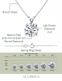 IGI Certified 2.00 Ctw Round Solitaire Lab Grown Diamond 4 Prong Pendant with 18 inch Silver Chain, 10K White Gold