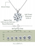 IGI Certified 3.00 Ctw Round Solitaire Lab Grown Diamond 4 Prong Pendant with 18 inch Silver Chain, 10K White Gold