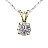 0.25 Carat (ctw) 10K Yellow Gold Round Lab Grown White Diamond Ladies Solitaire Pendant 1/4 CT