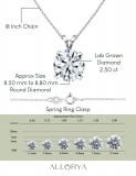 IGI Certified 2.50 Ctw Round Solitaire Lab Grown Diamond 4 Prong Pendant with 18 inch Silver Chain, 14K White Gold