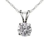 0.25 Carat (ctw) 14K White Gold Round Lab Grown White Diamond Ladies Solitaire Pendant 1/4 CT