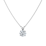 0.50 Ctw Round Solitaire Lab Grown Diamond 4 Prong Pendant with 18 inch Gold Chain, 10K White Gold