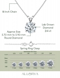 IGI Certified 0.75 Ctw Round Solitaire Lab Grown Diamond 4 Prong Pendant with 18 inch Gold Chain, 10K White Gold