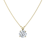 IGI Certified 1.00 Ctw Round Solitaire Lab Grown Diamond 4 Prong Pendant with 18 inch Gold Chain, 14K Yellow Gold