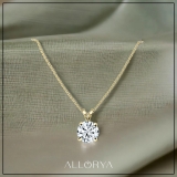 IGI Certified 1.00 Ctw Round Solitaire Lab Grown Diamond 4 Prong Pendant with 18 inch Gold Chain, 14K Yellow Gold