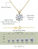IGI Certified 1.00 Ctw Round Solitaire Lab Grown Diamond 4 Prong Pendant with 18 inch Gold Chain, 14K Yellow Gold