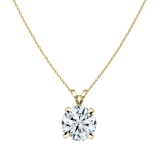 IGI Certified 3.00 Ctw Round Solitaire Lab Grown Diamond 4 Prong Pendant with 18 inch Gold Chain, 14K Yellow Gold