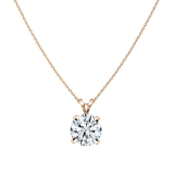 IGI Certified 1.50 Ctw Round Solitaire Lab Grown Diamond 4 Prong Pendant with 18 inch Gold Chain, 18K Rose Gold