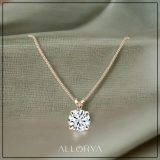 IGI Certified 1.50 Ctw Round Solitaire Lab Grown Diamond 4 Prong Pendant with 18 inch Gold Chain, 18K Rose Gold