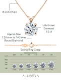 IGI Certified 1.50 Ctw Round Solitaire Lab Grown Diamond 4 Prong Pendant with 18 inch Gold Chain, 18K Rose Gold