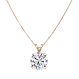 IGI Certified 3.00 Ctw Round Solitaire Lab Grown Diamond 4 Prong Pendant with 18 inch Gold Chain, 18K Rose Gold