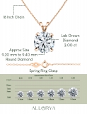 IGI Certified 3.00 Ctw Round Solitaire Lab Grown Diamond 4 Prong Pendant with 18 inch Gold Chain, 18K Rose Gold