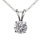 0.50 Carat (ctw) 14K White Gold Round Lab Grown White Diamond Ladies Solitaire Pendant 1/2 CT