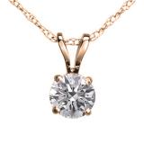 0.50 Carat (ctw) 10K Rose Gold Round Lab Grown White Diamond Ladies Solitaire Pendant 1/2 CT