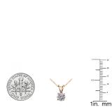 0.50 Carat (ctw) 10K Rose Gold Round Lab Grown White Diamond Ladies Solitaire Pendant 1/2 CT