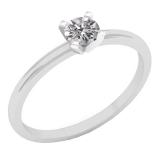 0.25 Carat (ctw) 10K White Gold Round Lab Grown White Diamond Ladies Solitaire Engagement Ring