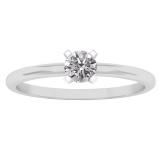 0.25 Carat (ctw) 10K White Gold Round Lab Grown White Diamond Ladies Solitaire Engagement Ring