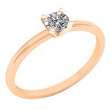 0.25 Carat (ctw) 18K Rose Gold Round Lab Grown White Diamond Ladies Solitaire Engagement Ring