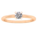 0.25 Carat (ctw) 18K Rose Gold Round Lab Grown White Diamond Ladies Solitaire Engagement Ring