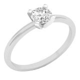 IGI CERTIFIED 0.50 Carat (ctw) 10K White Gold Round Lab Grown Diamond Ladies Solitaire Ring 1/2 CT