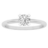 IGI CERTIFIED 0.50 Carat (ctw) 10K White Gold Round Lab Grown Diamond Ladies Solitaire Ring 1/2 CT