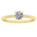 0.50 Carat (ctw) 14K Yellow Gold Round Lab Grown Diamond Ladies Solitaire Engagement Ring 1/2 CT