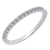 0.25 Carat (ctw) 14K White Gold Round Lab Grown White Diamond Ladies Stackable Wedding Band 1/4 CT