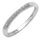 0.14 Carat (ctw) 10K White Gold Round Lab Grown White Diamond Ladies Wedding Band Ring