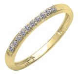 0.14 Carat (ctw) 10K Yellow Gold Round Lab Grown White Diamond Ladies Wedding Band Ring