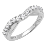 0.55 Carat (ctw) 14K White Gold Round Lab Grown Diamond Ladies Wedding Guard Contour Band 1/2 CT