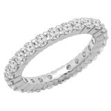 2.00 Carat (ctw) 10K White Gold Round Lab Grown Diamond Ladies Eternity Wedding Stackable Ring Band